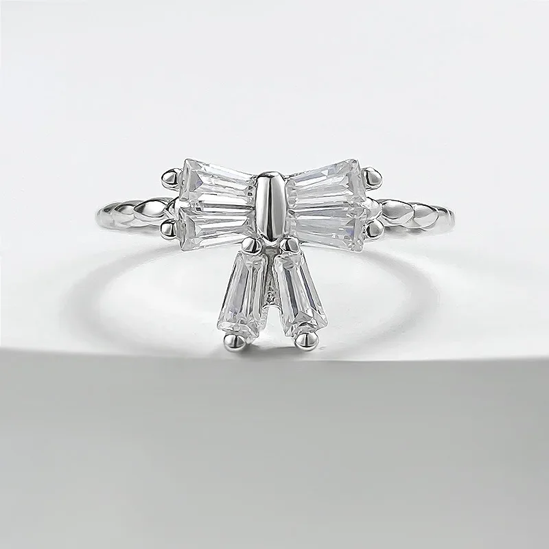 New S925 Silver Ring with High Quality Bow and Zirconia Stone Women's Super Immortal Exquisite Ring, Hot Selling Jewelry