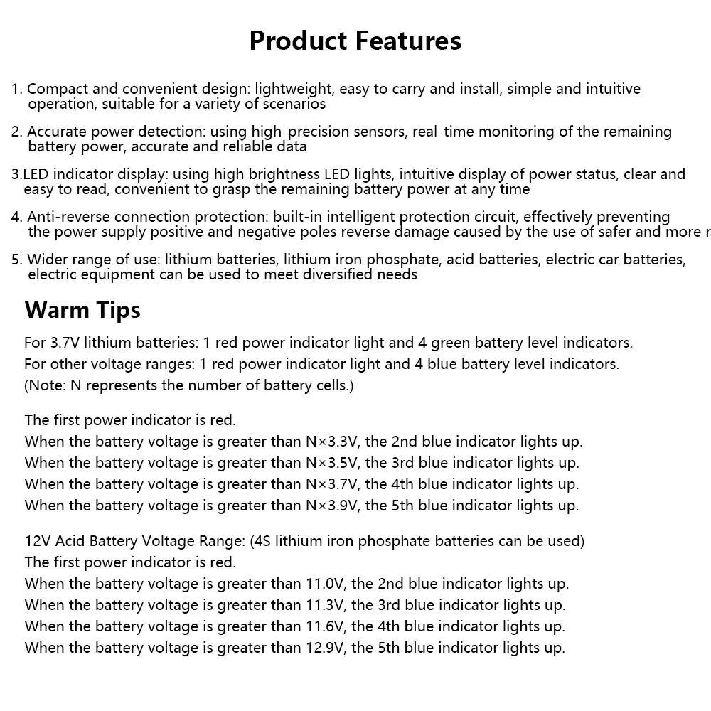 1-7S Lithium Battery Power Detection Lamp Board 18650 Battery Capacity Tester Battery Level Display Board