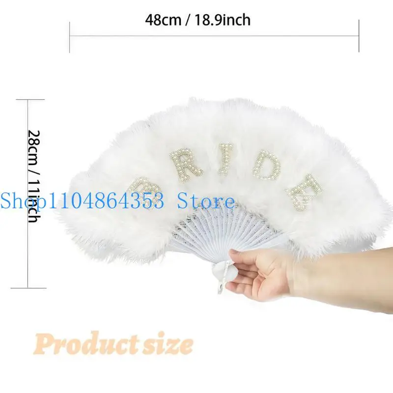 652F مروحة ريشة ريشة محمولة للملاحظة الزفاف زخرفة جلسة صور الحفل الزفاف