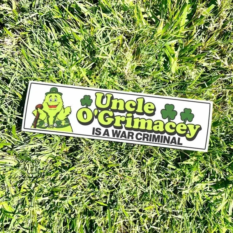 O'grimakey war criminal bumper sticker-funny VTG style grimace decal 80s 90s-bumper stickers-car stickers