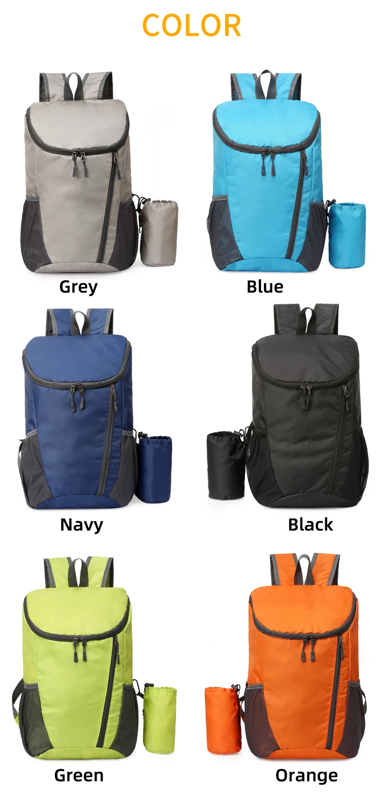 23L Tragbare Tag Pack Faltbare Rucksack Klapp Bergsteigen Tasche Ultraleicht Outdoor Radfahren Rucksack Reise Knapsack Wandern Handgepäck Tragbar Sport Laptop speicher Hautbeutel Wasserabweisend – Detail 11