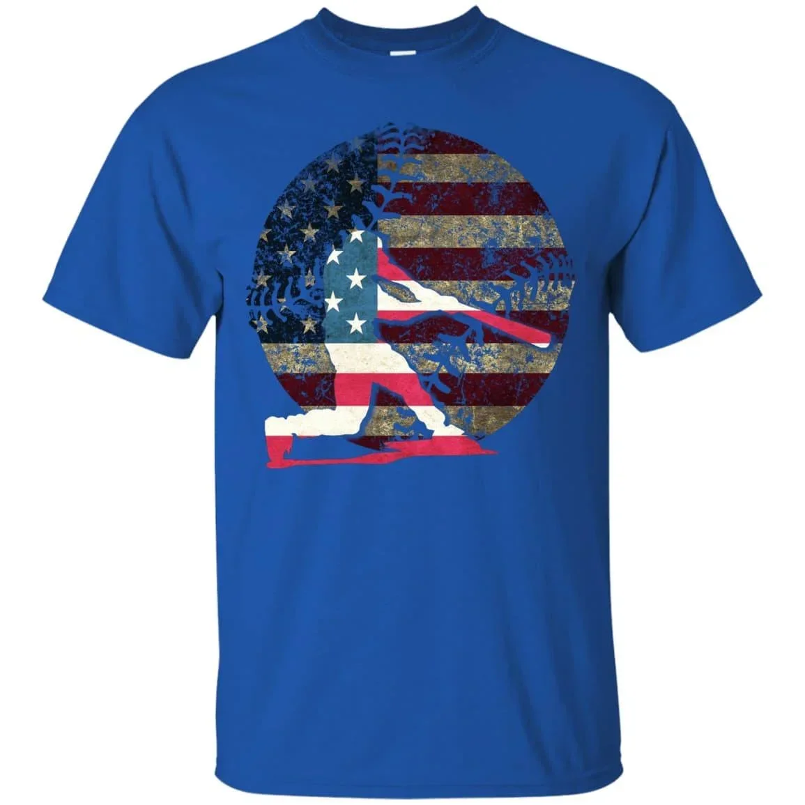Senior retro baseball batter American flag T-shirt. Cotton short sleeve O-neck men's T-shirt new S-3XL