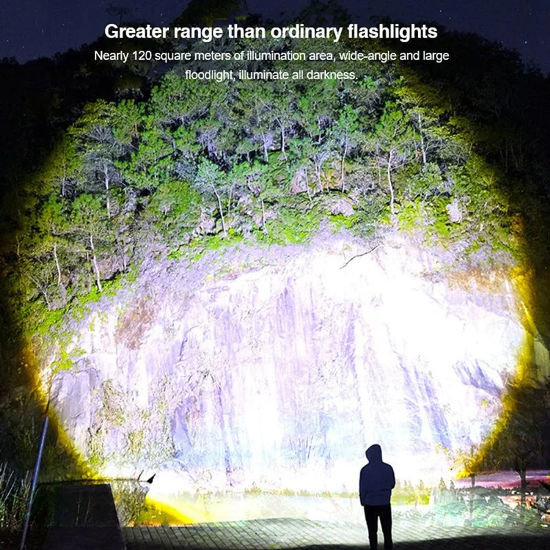 높은 루멘 LED 충전식 손전등, 4 가지 모드 조명 투광 조명, 토치 야외 캠핑에 적합