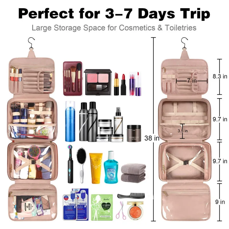 New PU Leather Makeup Bag Large Capacity Travel Tote Waterproof Cosmetic Bag Toiletries Storage Bags Ladies Beauty Bag Organizer