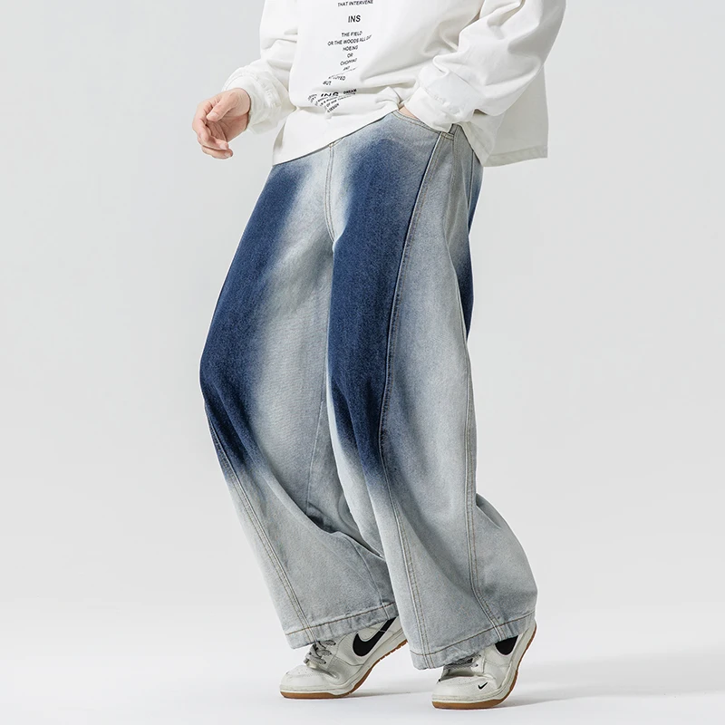 

GIOIOMen's Джинсовые шаровары, осень и зима 2022, новые свободные повседневные широкие мужские брюки в американском стиле, модная мужская одежда