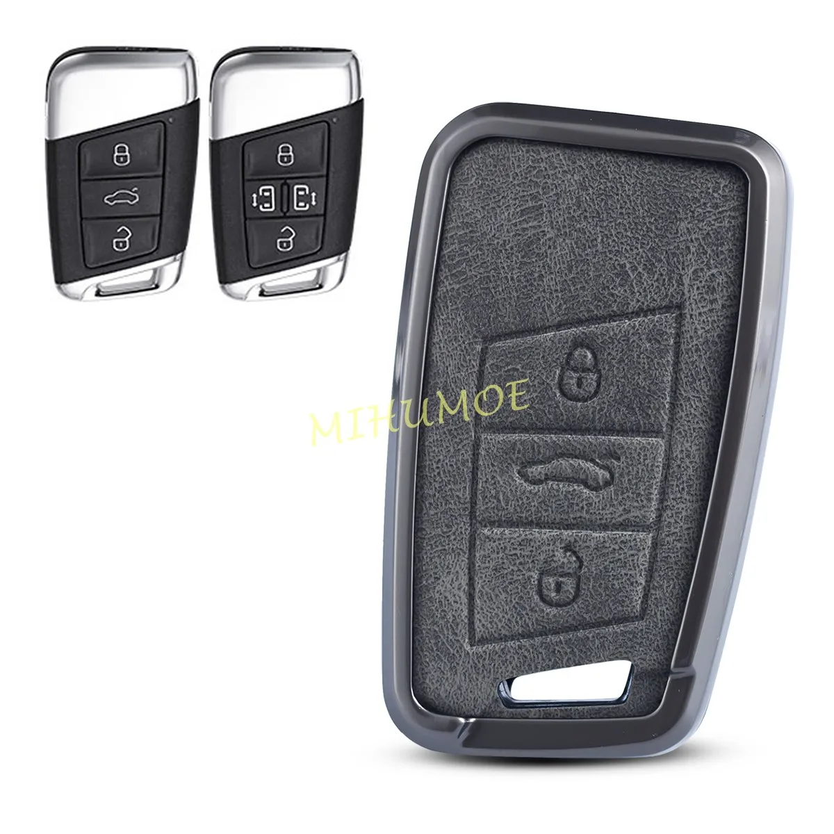 

Gray Metal Car Remote Key Fob Case Cover For 2015-2024 VW Volkswagen Passat B8 Arteon Atlas Cross Sport Accessories 3 4 Buttons