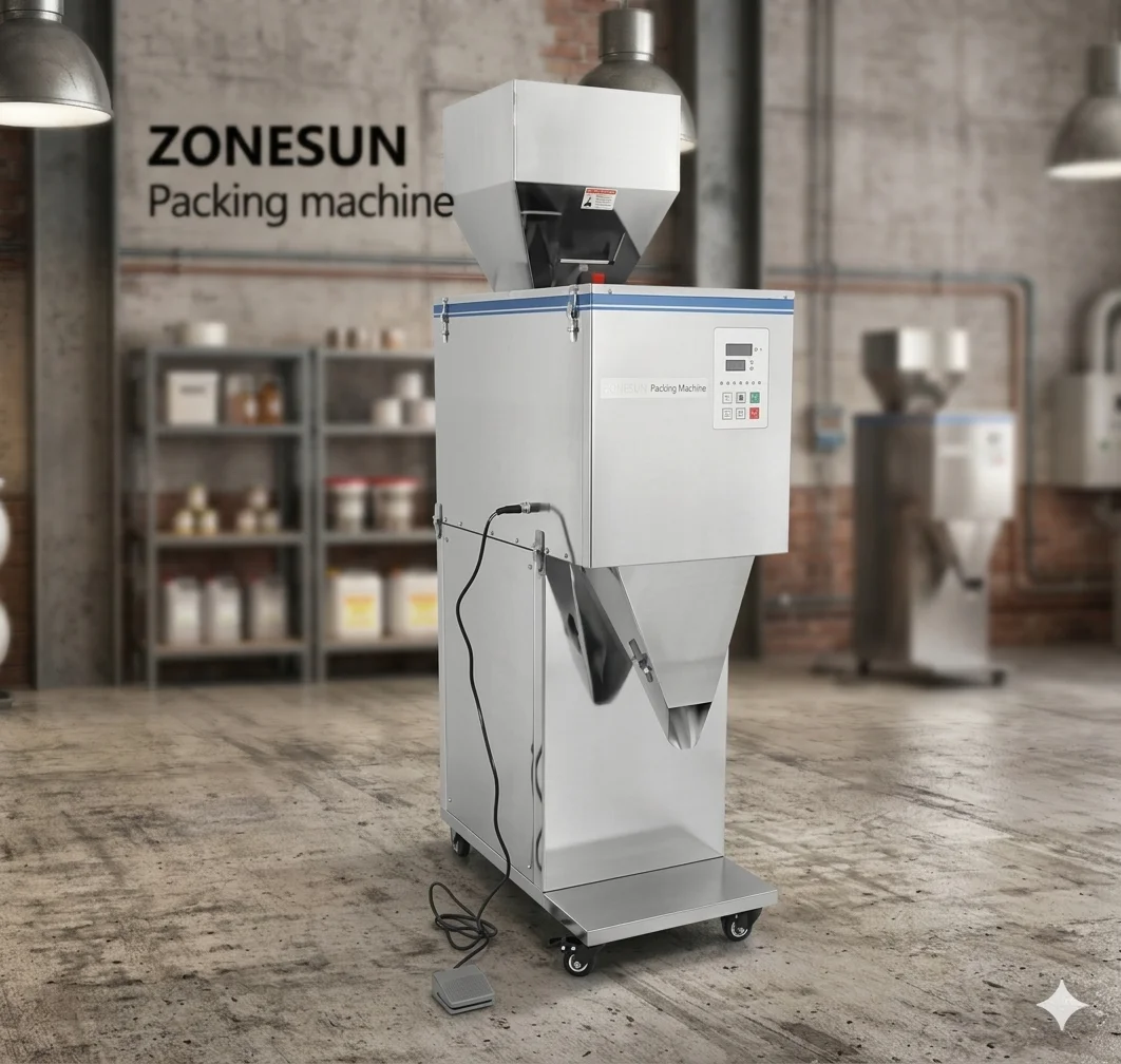 ZONESUN ZS-DL5000 Semi Automatic 5kg Large Capacity Powder Granule Weighing Filling Machine Tea Coffee Bean Dispenser Packer