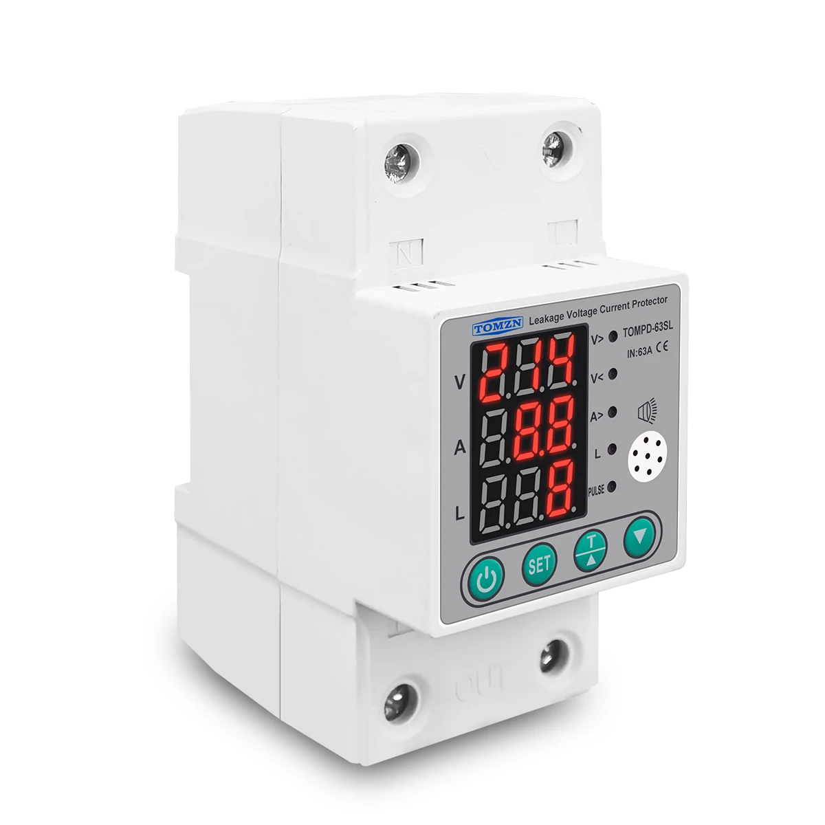 Din rail 63A Automatic Reconnect Over And Under Voltage Over Current Leakage Protection Surge Protect Protector Relay kwh power