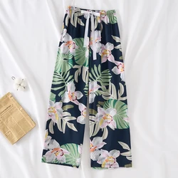 Ladies' mid waist loose casual straight leg pants made of comfortable and breathable fabric, suitable for outdoor sports and bea