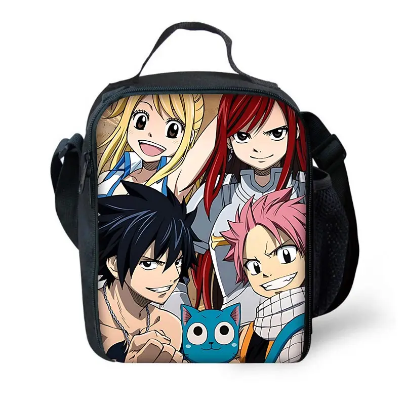 Anime Fairy Tail Cartoon Child Insulated Capacity Bag for Boy Girl Student Outdoor Picnic Resuable Thermal Cooler Lunch Box