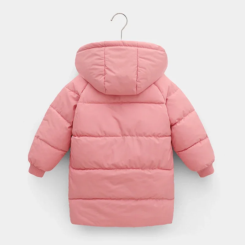 Neue 2-10 Jahre Winter Lange Jacke für Mädchen und Jungen, Outdoor-Bekleidung, Dick, Wärmeisolierend, mit Kapuze, für Kinder, Wattierte Baumwoll-Oberbekleidung – Detail 9