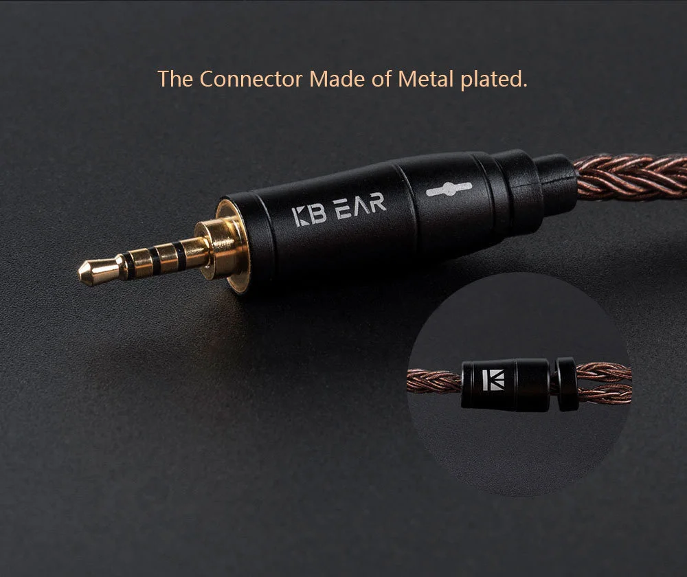 KBEAR 16 Core Reinem Kupfer Kopfhörer Kabel 2PIN/MMCX/QDC Earbuds Connector Verwenden Für KZ EDX ZSN PRO BLON BL-03 KBEAR KS1 Kopfhörer – Detail 3