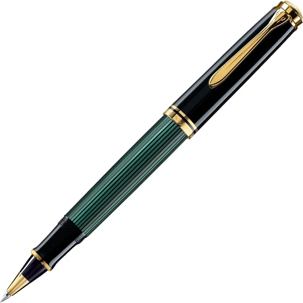 Rollerball Pen with Medium Refill Black Green Ink Smooth Writing Office School Supply