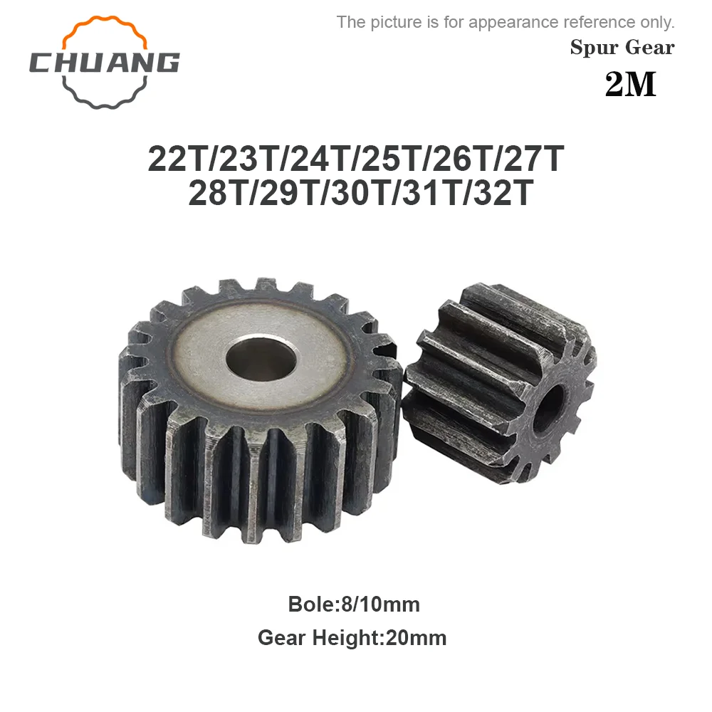 

Spur Gear Steel Material 2 M-22/23/24/25/26/27/28/29/30/31/32T 45# Cylindrical Gears For Transmission Accessories CNC Part 2M