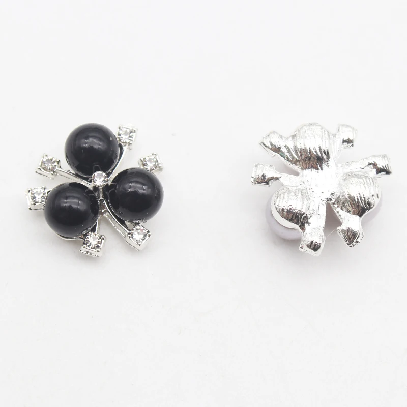 10 Uds. De joyería redonda de diamantes de imitación de aleación, horquilla con lazo hecha a mano, accesorios de Metal con perlas