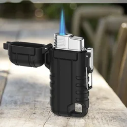 New Waterproof Direct-flush Butane Gas Lighter Outdoor Camping Portable Windproof Blue Flame Lighter Wholesale