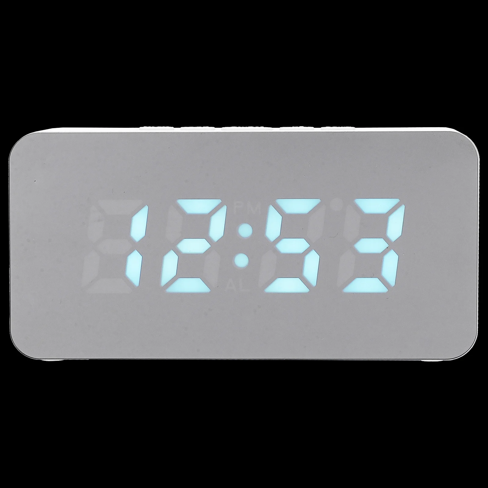 

LED Vanity Mirror Digital Clock Seven Color Cycle Alarm Bedroom Large Numbers Temperature Display Brightness Adjustable for Home