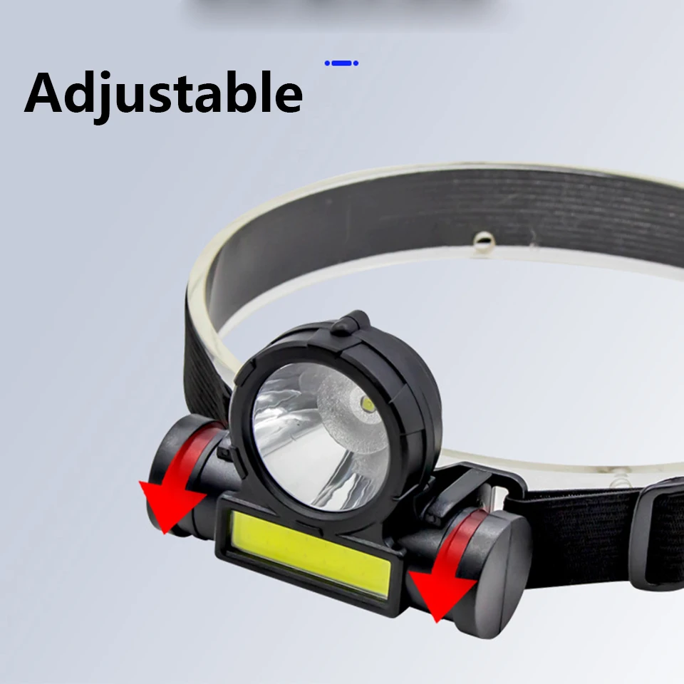 XP-G Q5 Headlamp Headlight Waterproof 2500lm Cob Led Built in Usb Rechargeable 18650 Battery Working Light 10w Head Lamp