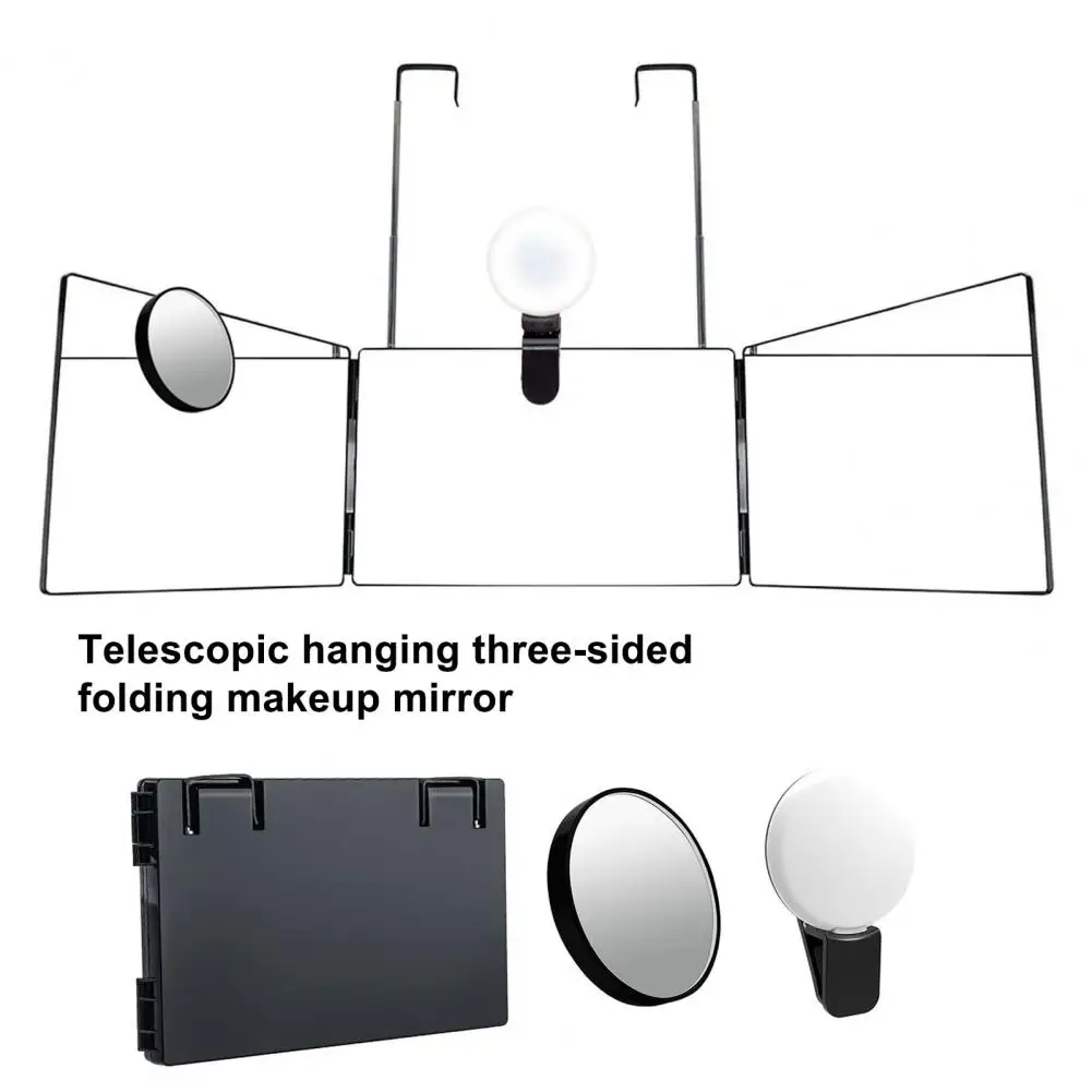 

Tri-fold Mirror Hands-free No Distortion DIY 10X Magnifier Self Hair Cutting Styling Tri-fold Mirror with Fill Light for Home