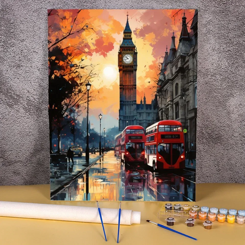 

123255 Adult Paint By Numbers London Landscape Handpainted Painting Sunset Art Picture Coloring By Numbers Home Decor Gift