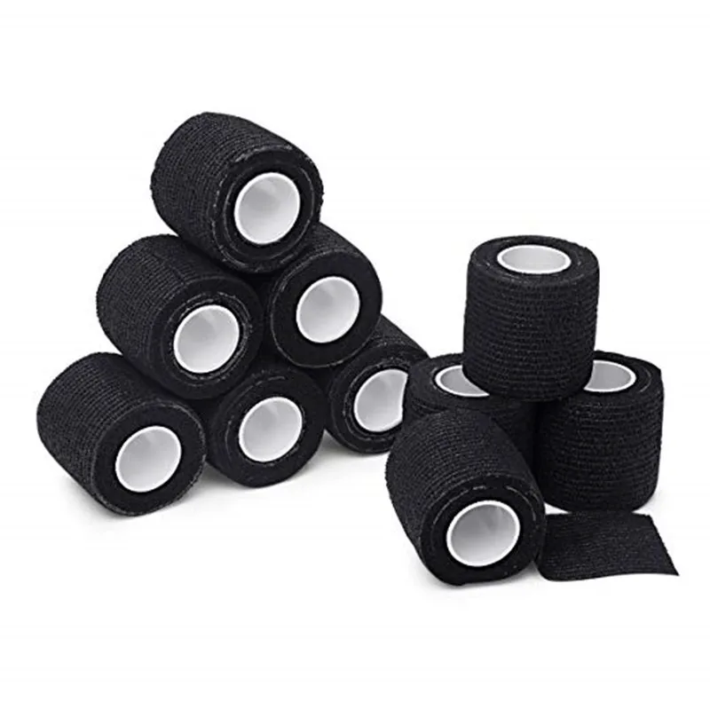 Wholesale Black Tape Tattoo Handle Bandage Anti-slip Athletic Nonwoven Waterproof Disposable Self-adhesive Elastic Bandage