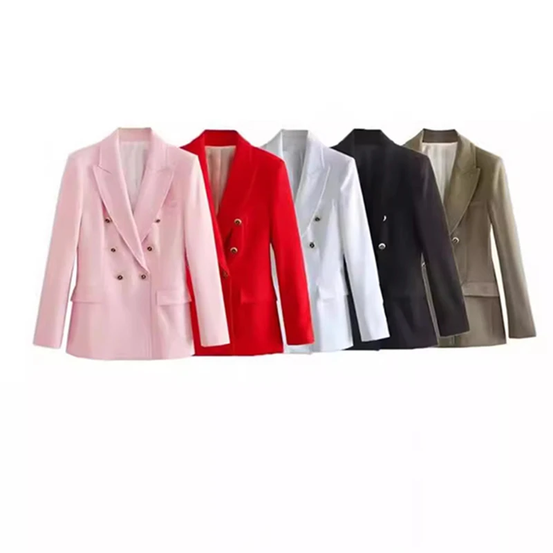 6 Color Spring Fall Women's Long Sleeve Suit Jacket Formal Notch Lapel Button Blazer Pockets Jacket Women Business Casual Coat