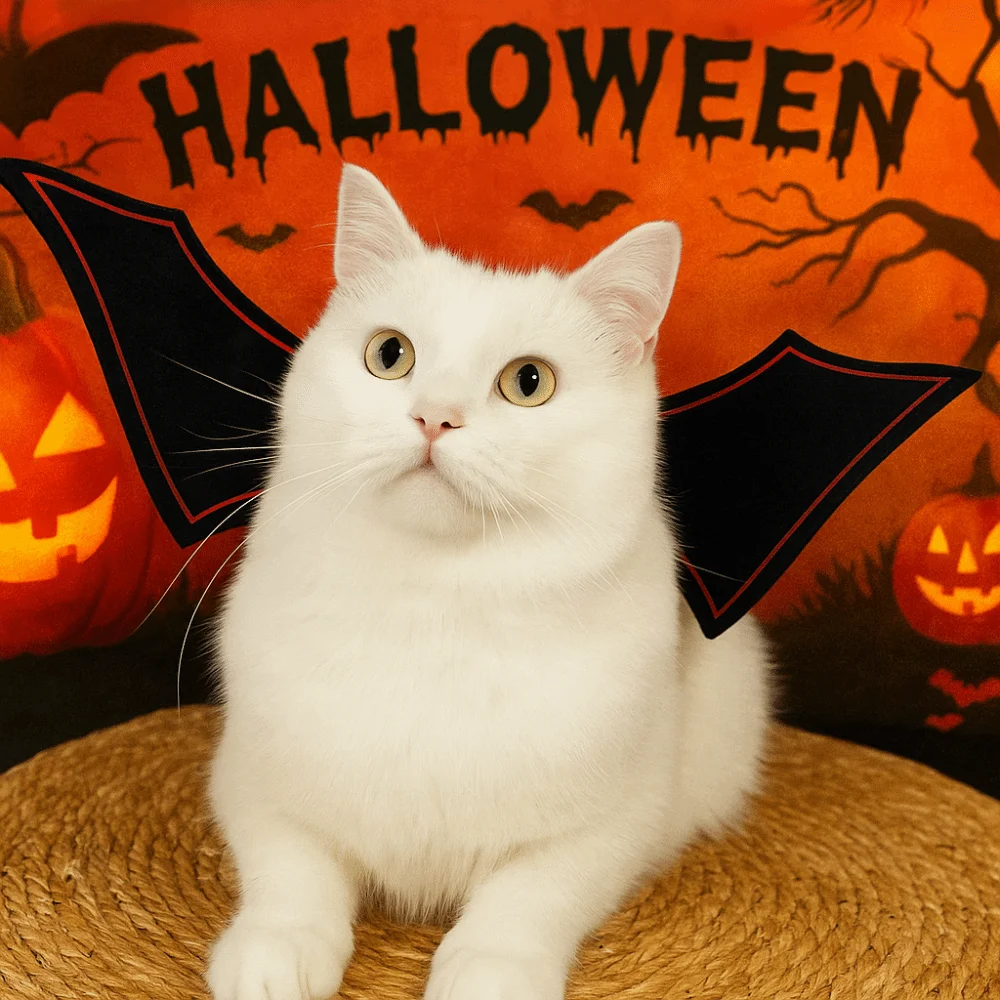 

Felt Cloth Halloween Cat Costume Adjustable Polyester Cats Bat Wing Soft Cosplay Clothes Halloween Party Supplies