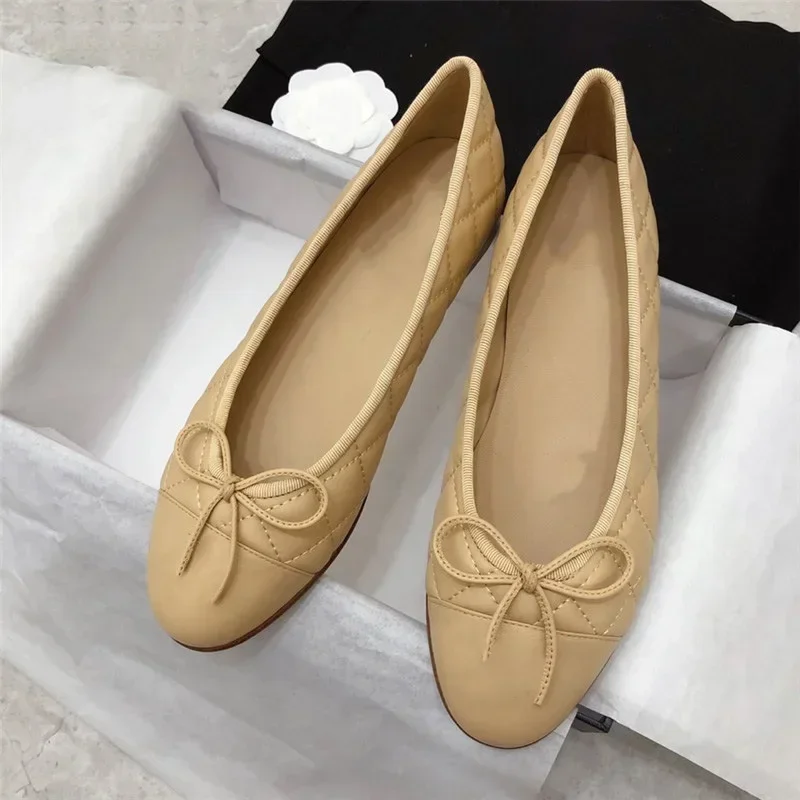 2024 Spring New Round Head Bow Flat Bottom Ballet Single Shoe Shallow Mouth Women\'s Shoe