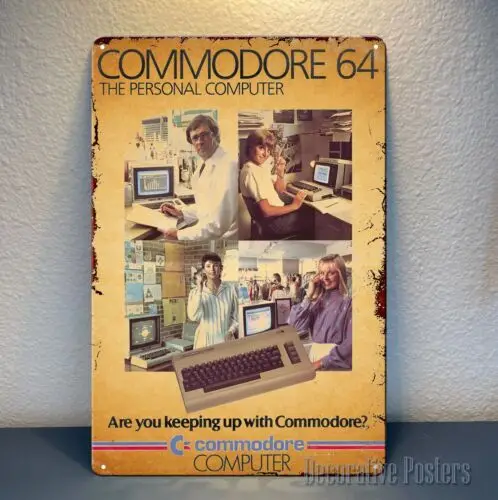 Commodore 64 Computer Video Game Metal Poster Collectable Tin Sign (Size:8x12in) good sign