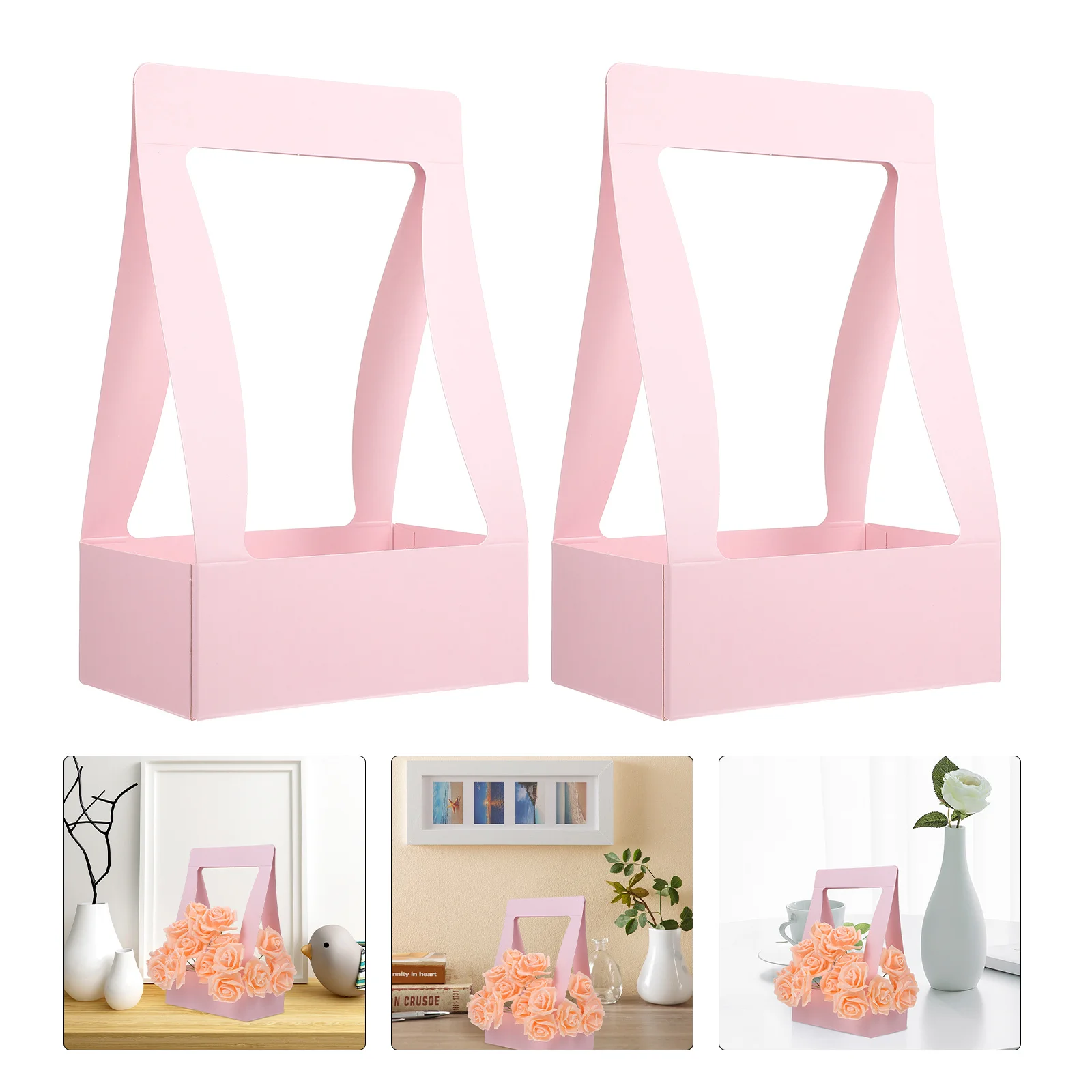 

5Pcs Flower Packaging Boxes Paper Folding Durable Portable Creative Gift Box for Bouquet Flower Shop Bouquet Packaging Box