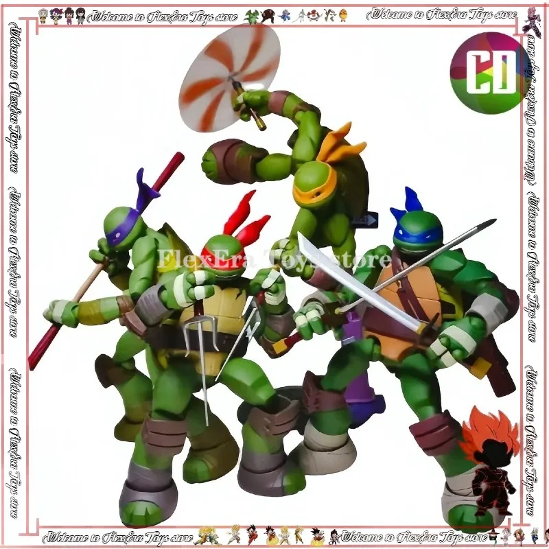 Figura de Acción CDTOYS Revoltech de las Tortugas Ninja, 13 cm, Articulaciones Móviles, con Accesorios, Plataforma de Escena Coleccionable