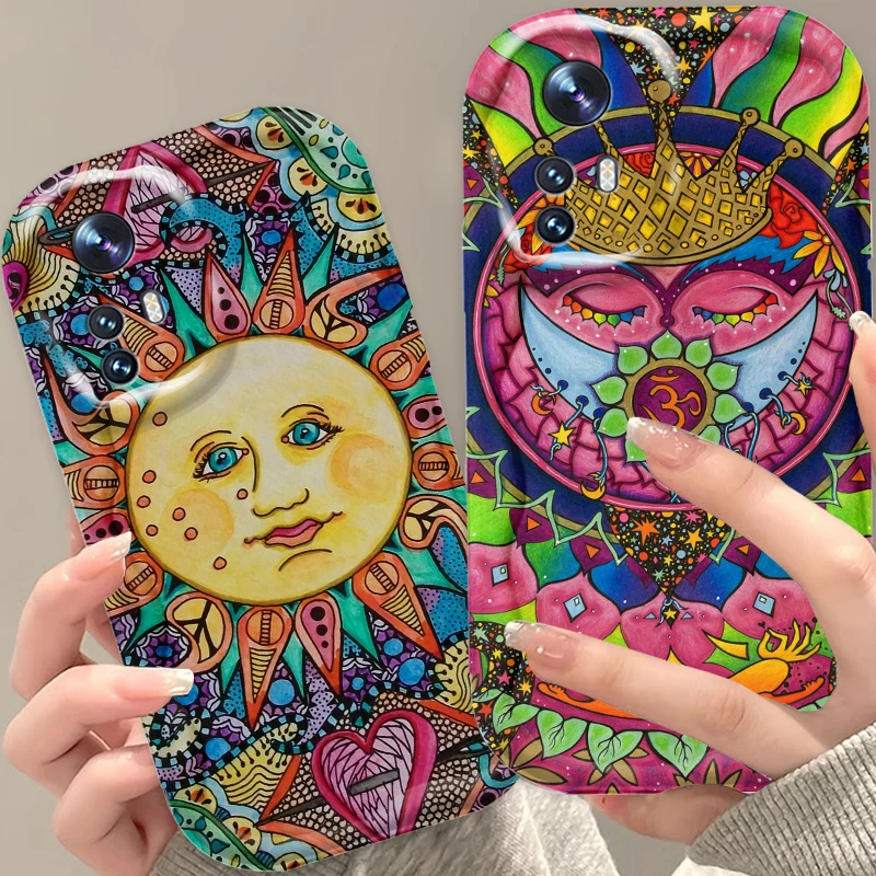 Mystic Art Sun Face For Xiaomi Mi 14 12 12T 11 Lite Poco M6 X6 X5 X4 X3 M3 F4 Pro GT NFC 5G Wave Oil TPU Phone Case