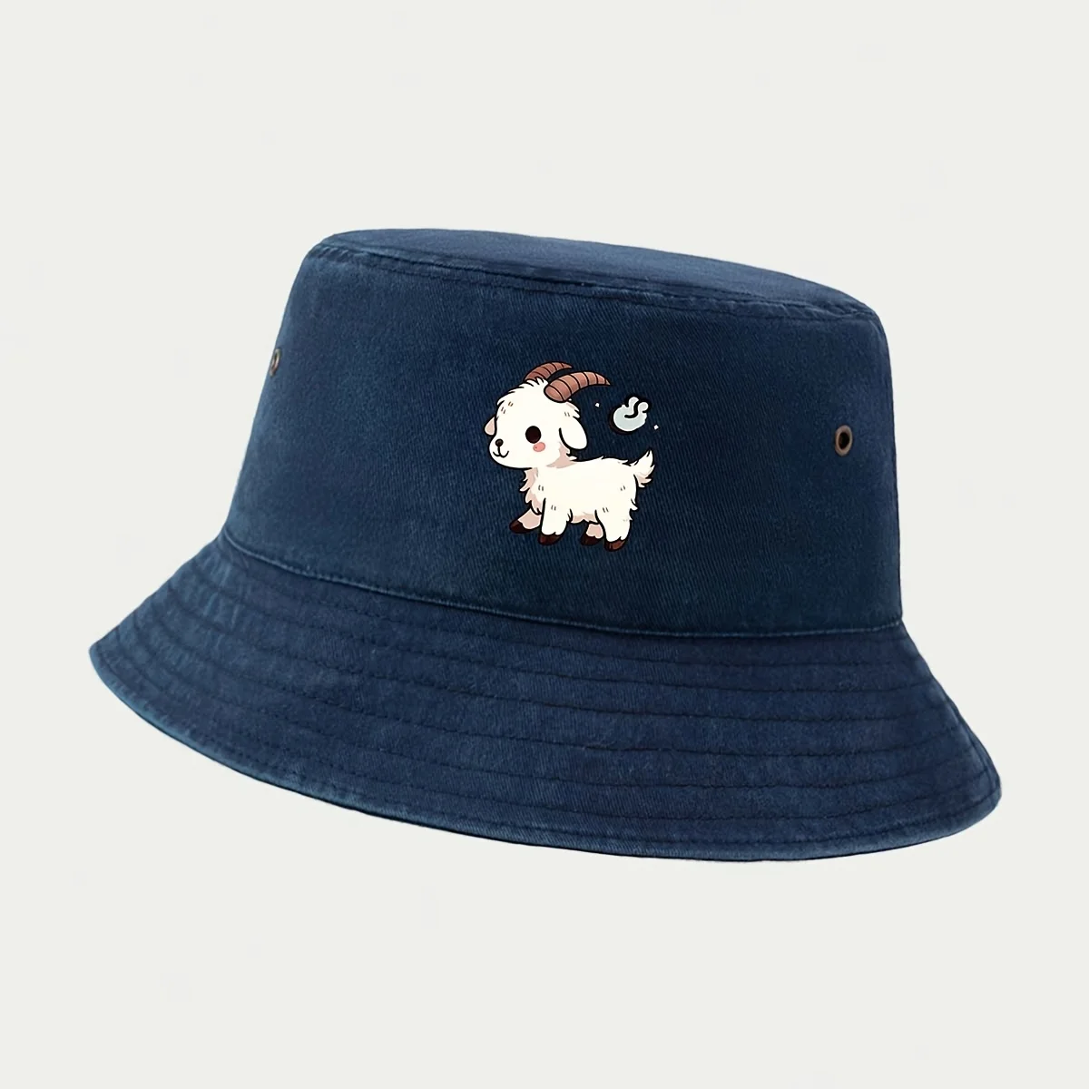High-quality Q-version Cute Little White Lamb Cartoon Printed Pattern Bucket Hat, a Must-have Fishing Hat for Angling and Lure F