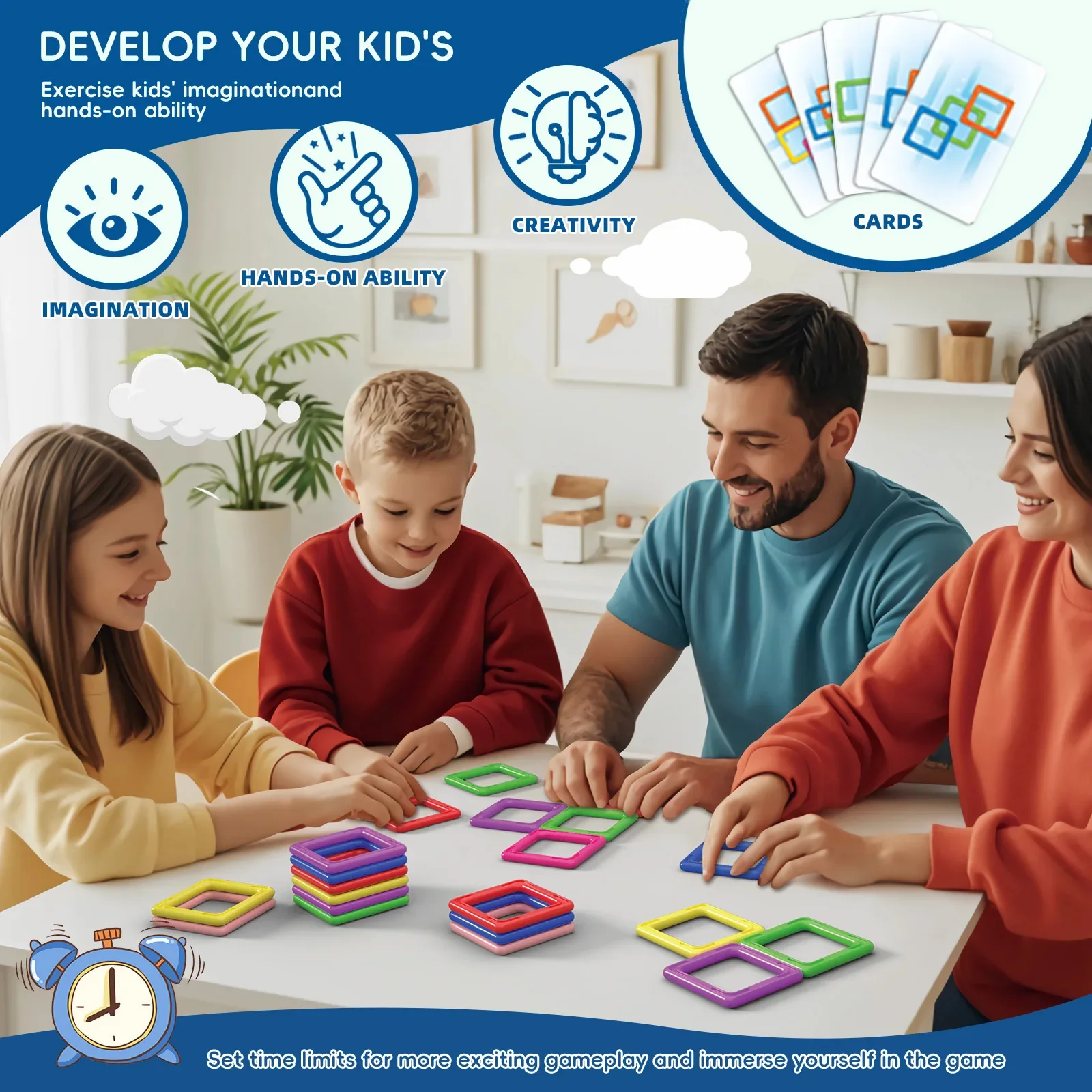 Foglio magnetico per bambini Blocchi magnetici Assemblaggio Giocattoli educativi Giochi interattivi Set regalo Costruzione magnetica