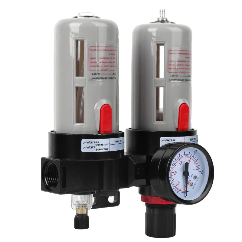 OilWater Separator Compressed Air Filter Source Treatment With Pressure Gauge BFC4000