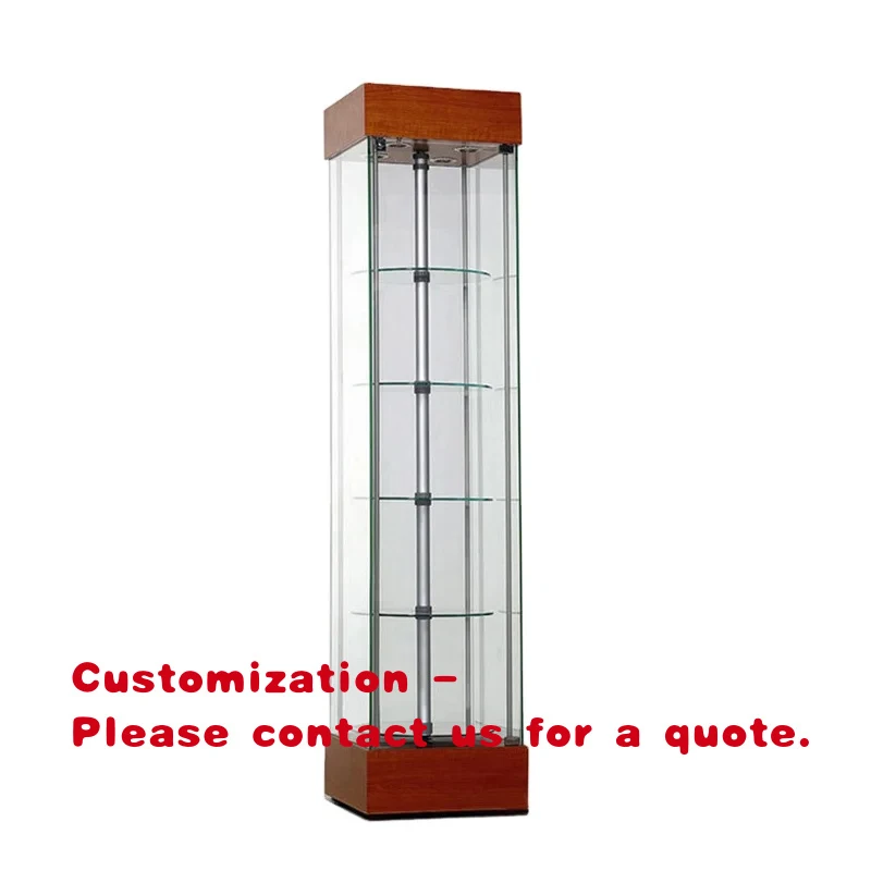 custom.Easy Assemble Double-Sided Heavy Duty Multi-layers Glass Frameless Aluminum Frame Stand Full Cabinets Jewelry Disp