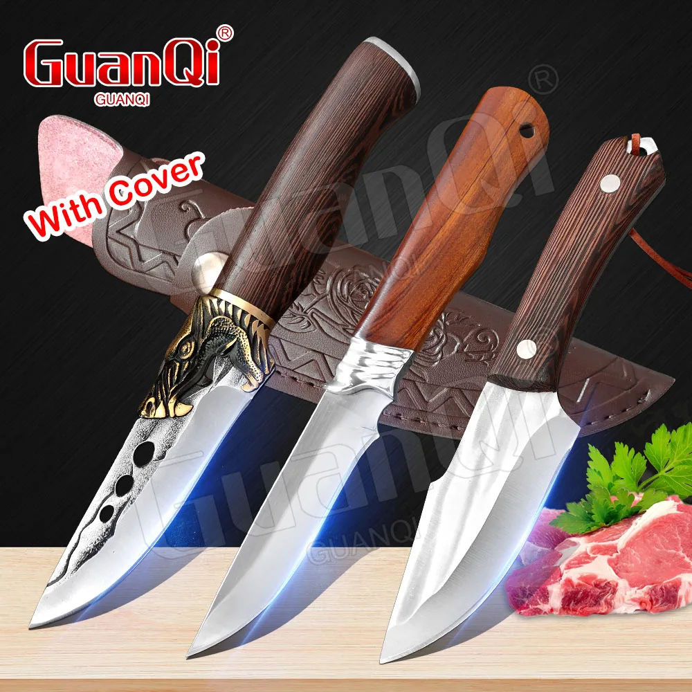 

Stainless Steel Boning Knife Handmade Full Tang Kitchen Knives Wood Handle Meat Cleaver Butcher Fishing Knife