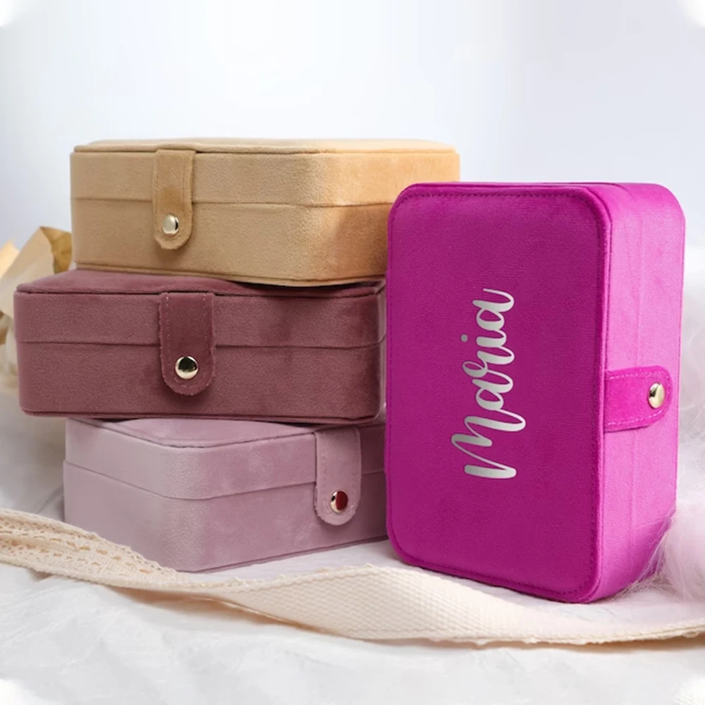Personalized Wedding Jewelry Storage Box Custom Portable Travel Jewelry Box Gifts for Bridesmaids Earring Necklace Storage Case