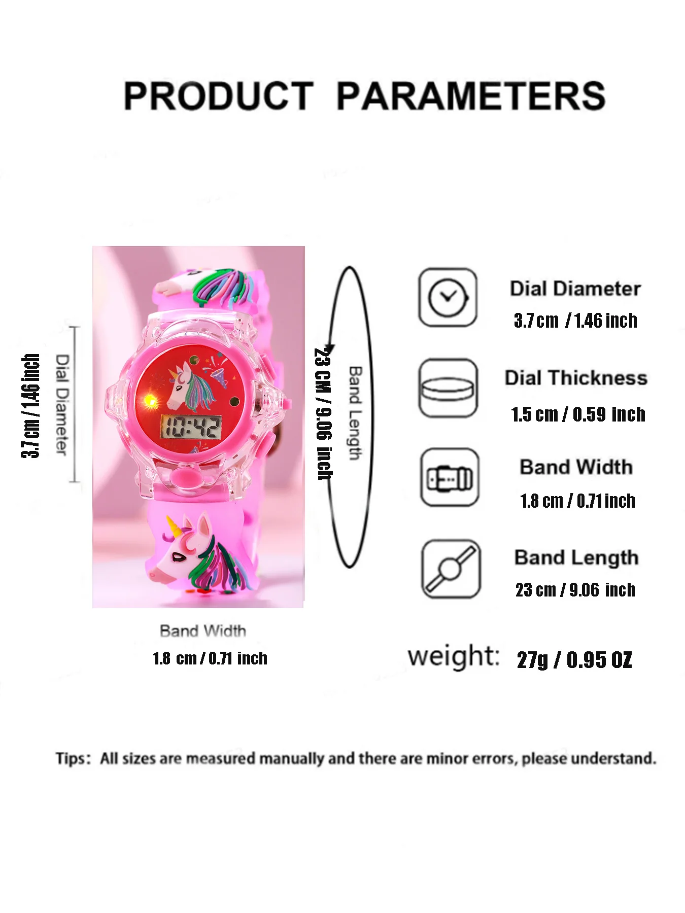 Светящиеся часы с милым мультяшным единорогом, прозрачным футляром и силиконовым ремешком, подходят для повседневной носки, идеально подходят в подарок для Спасибо.