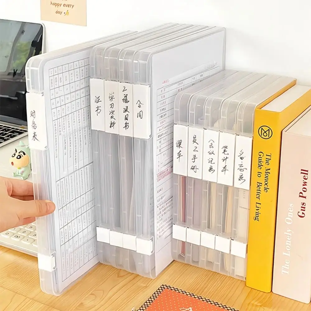 Plastic A4 Transparent Storage Box Clear Portable File Storage Cases Moisture-proof Anti-skid Buckle Document Paper Office