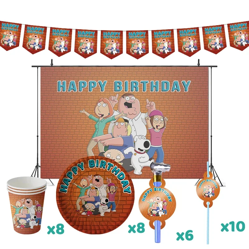 Families Guys Birthday Party Decorations Game Theme Supplys Banner Cups Plates Peter Griffin