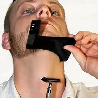 Men Black Plastic Moustache Moulding Comb Straighten Comb Cutter Beard Style Accessories Anti Detangler Moulding Trimmer Ruler