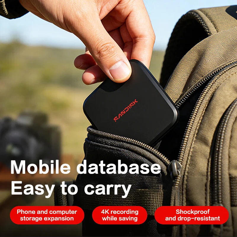 SanDisk ELE Mini Portable SSD Hard Drive 1TB 2TB Type-A and Type-C PSSD for iPhone 15 PRO Tablet PC External Solid State Drive view 5