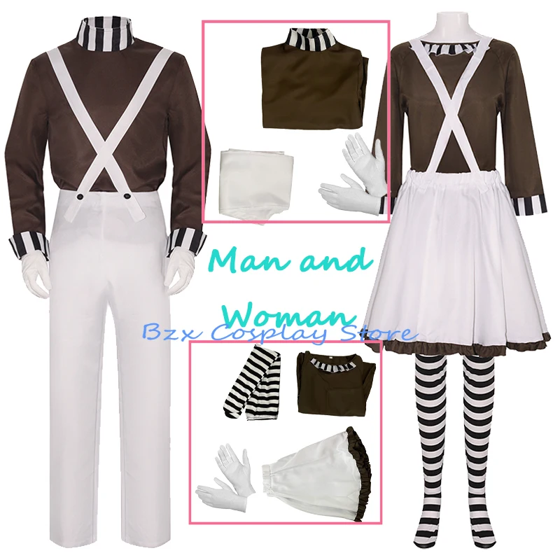 Anime Charlie Cosplay Costume Men Work Factory Cosplay Uniform Suit Woman Server Maid Dress Halloween Play Outfit for Adult