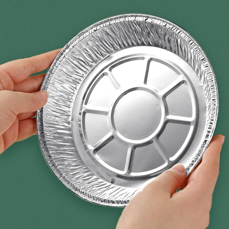 20pcs Disposable Tin Foil Bowl Box Foil Pans Round Air Fryer Paper Non-stick Steaming Basket BBQ Oil-proof Drip Tray Baking Tool