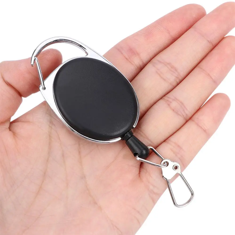 Alloy Fly Fishing Extractor Anglers Chain Clips Keychain ID Lanyard Belt ABS Badge Holder Key Ring Retractable Pull Badge Reel