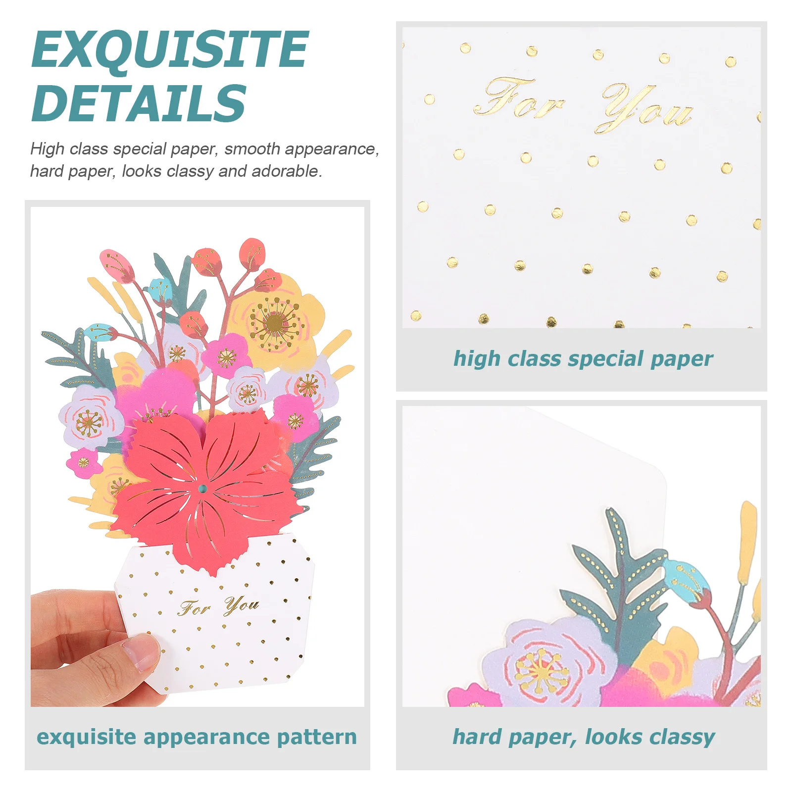 

3D Blessing Card Handmade Paper Art Lovely 3D Bouquet Design Creative DIY Gift Choice for Mom Special Occasion Present