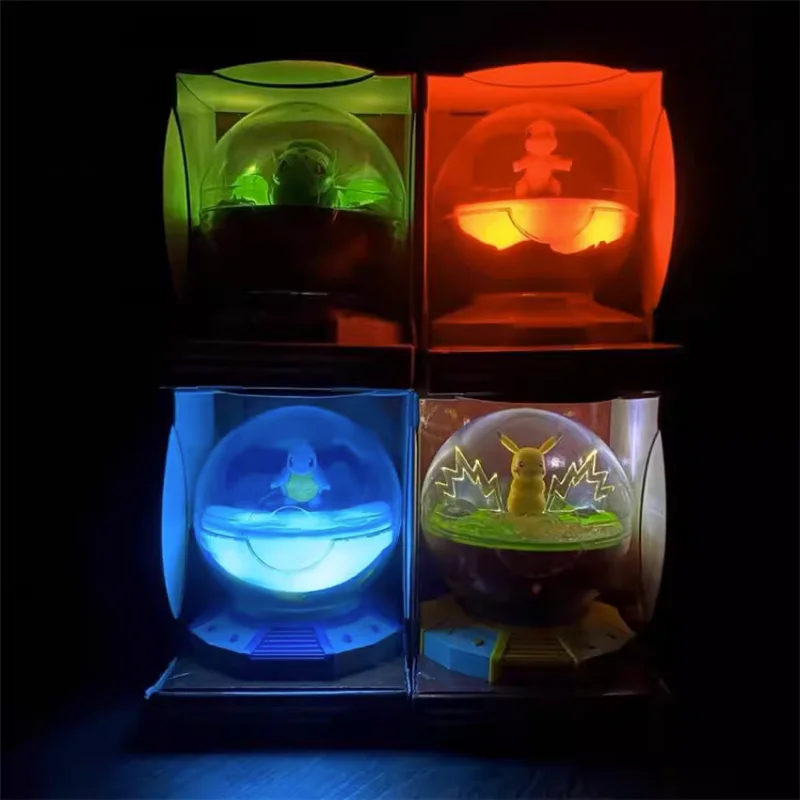 Pokemon Anime Figures Pikachu Charmander Squirtle Bulbasaur Glowing Toys Night Light Desktop Ornaments Model Toy Kids Gifts