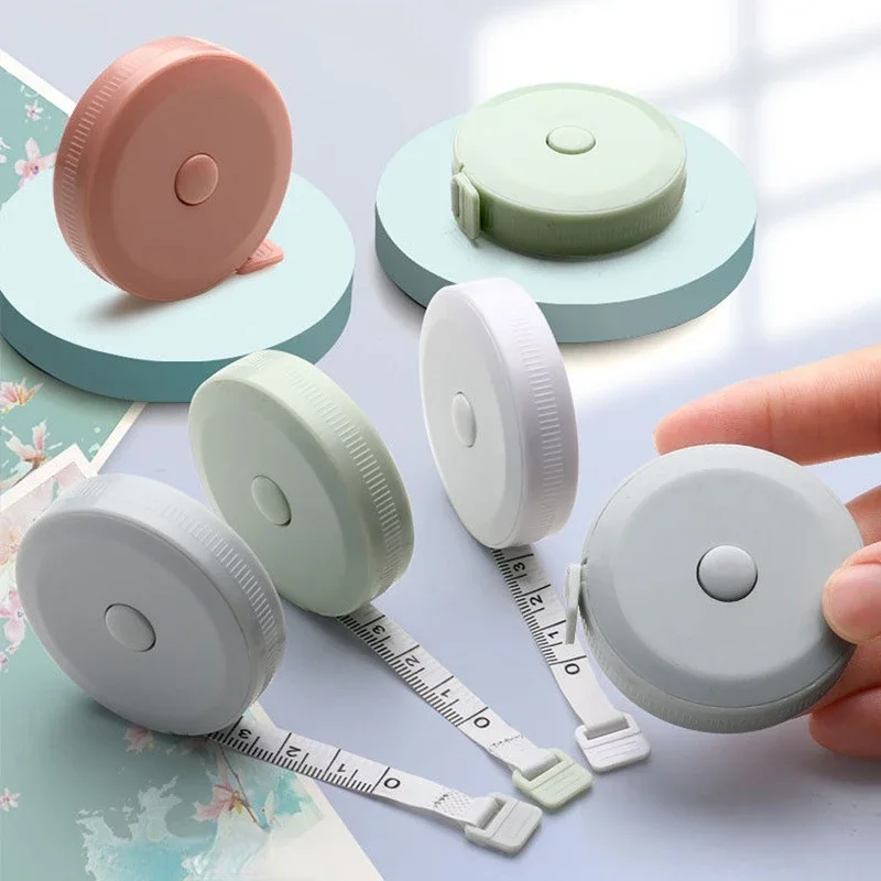 1pcs Random Color Retractable Tape Measure Soft Tape Measure with Plastic Multi-function Cute Mini Round Tape Measure