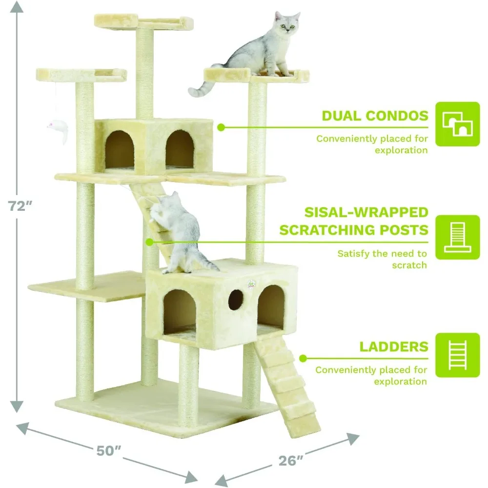 Imagem -02 - Cat Tree Super Espaçoso para Condomínio Montagem Fácil Extra-grande Placa Base para Máxima Força e Estabilidade Entrega Gratuita